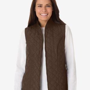 NEW Zip-Front Quilted Vest - Chocolate Brown